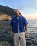 Mediterranean Resort Camp Collar Shirt - Cobalt Blue